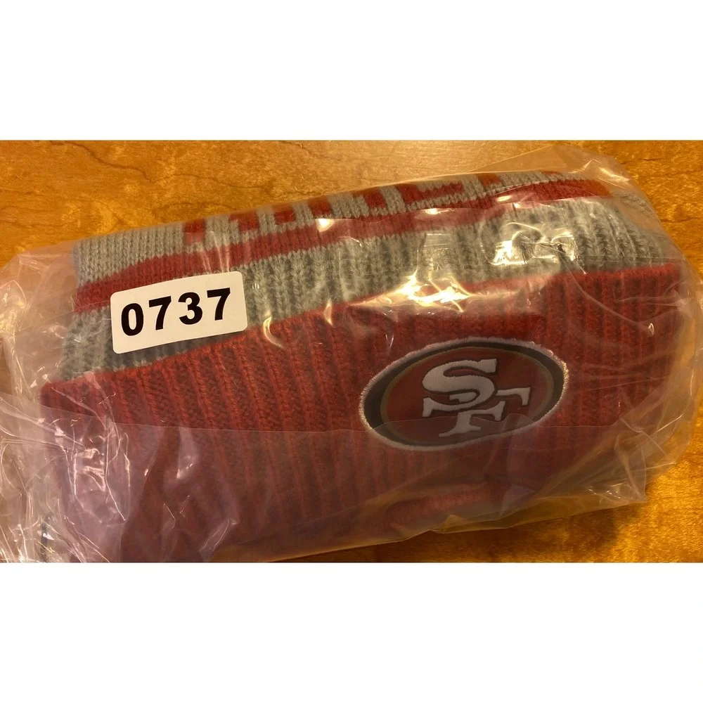San Francisco 49ers Beanie Hat Mens Idegy‎ Red Grey Niners Pom Knit Cuffed Cap